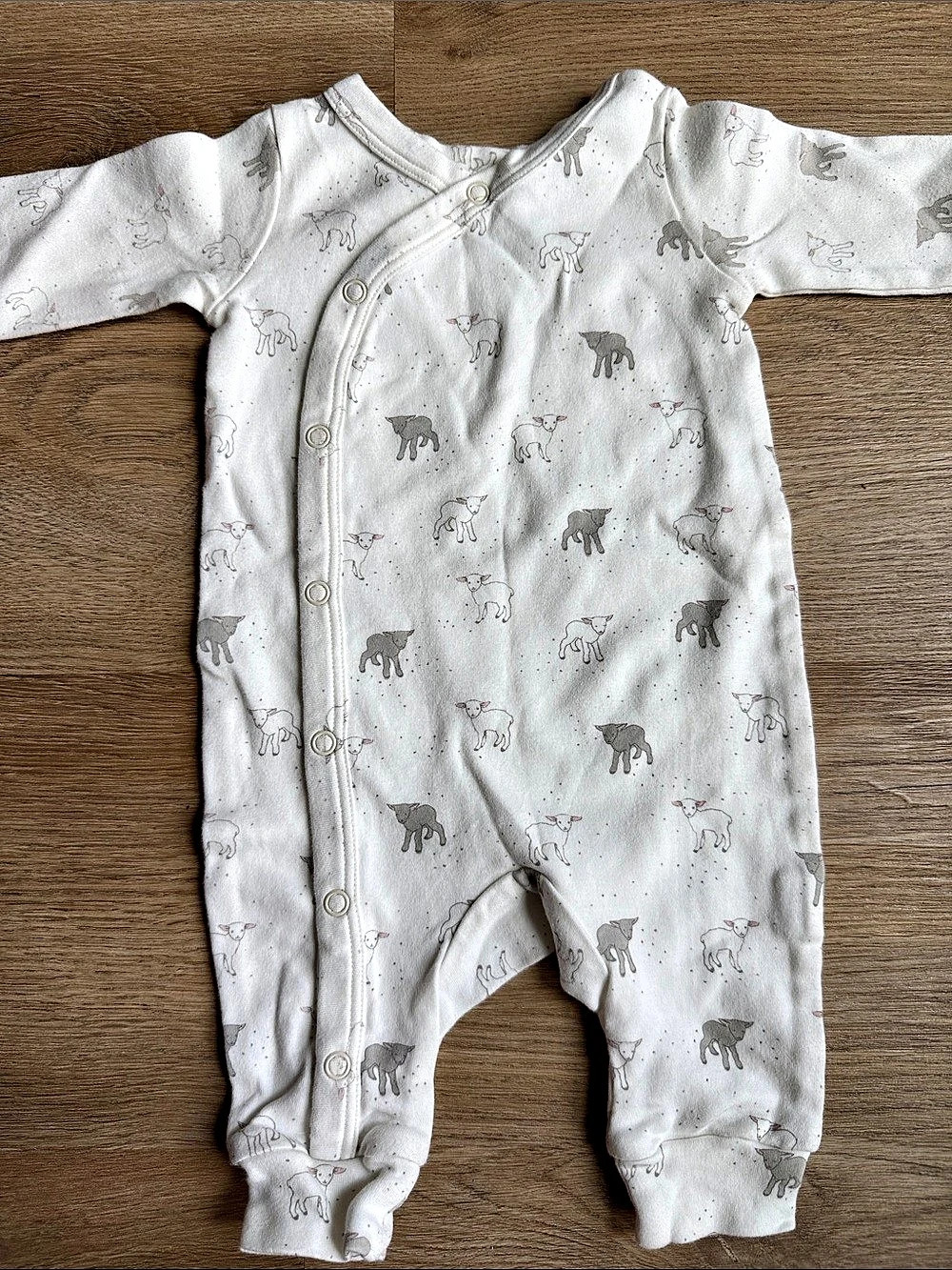 pehr Baby Footed Romper White & Gray 0-3M Like New